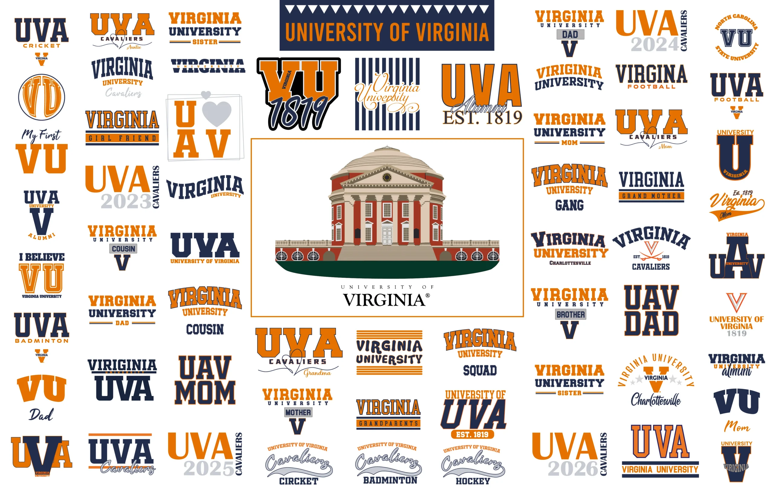 University of Virginia digital svg bundle | UVA Cavaliers png design bundle
