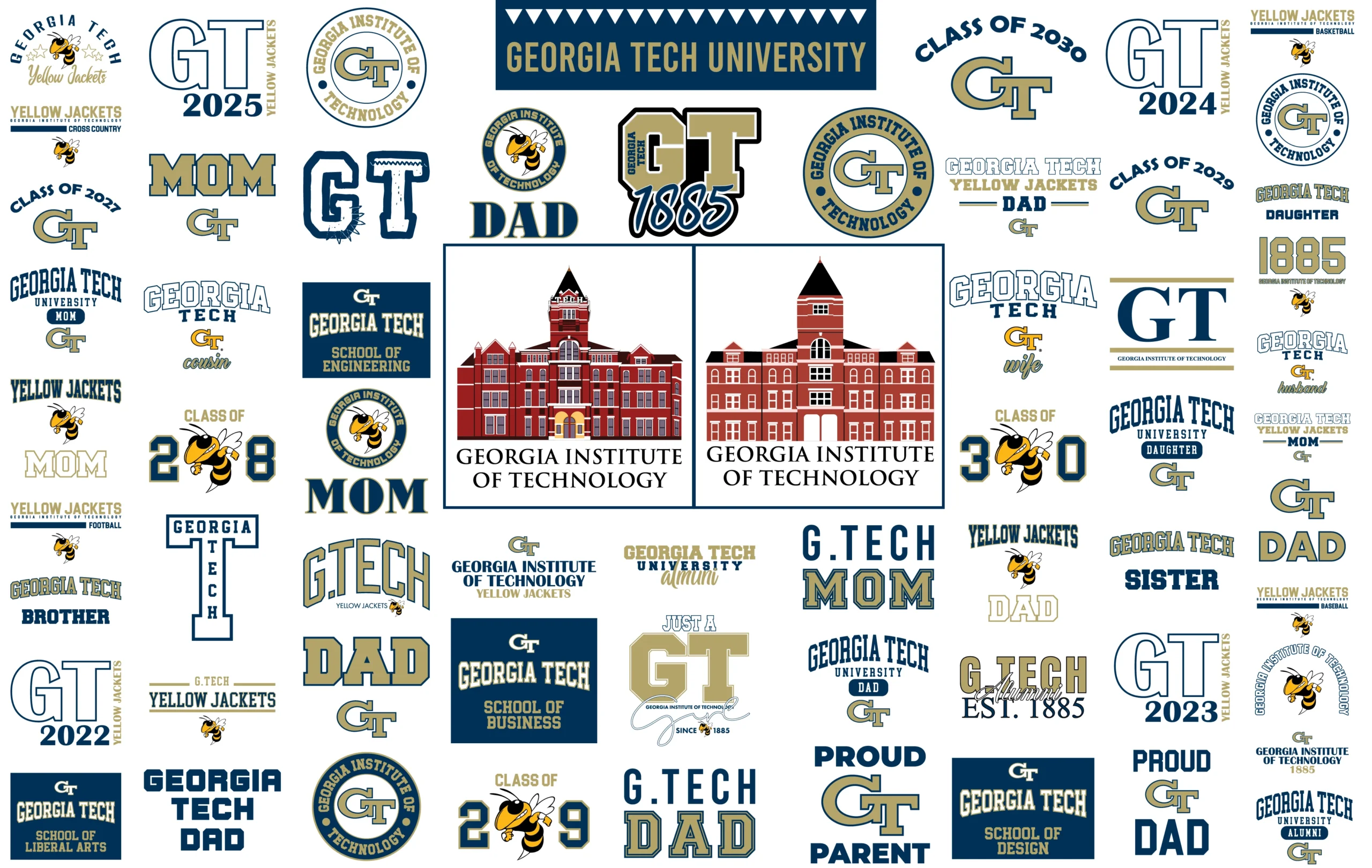 Georgia Tech University digital svg design bundle | GT Yellow Jackets png print files