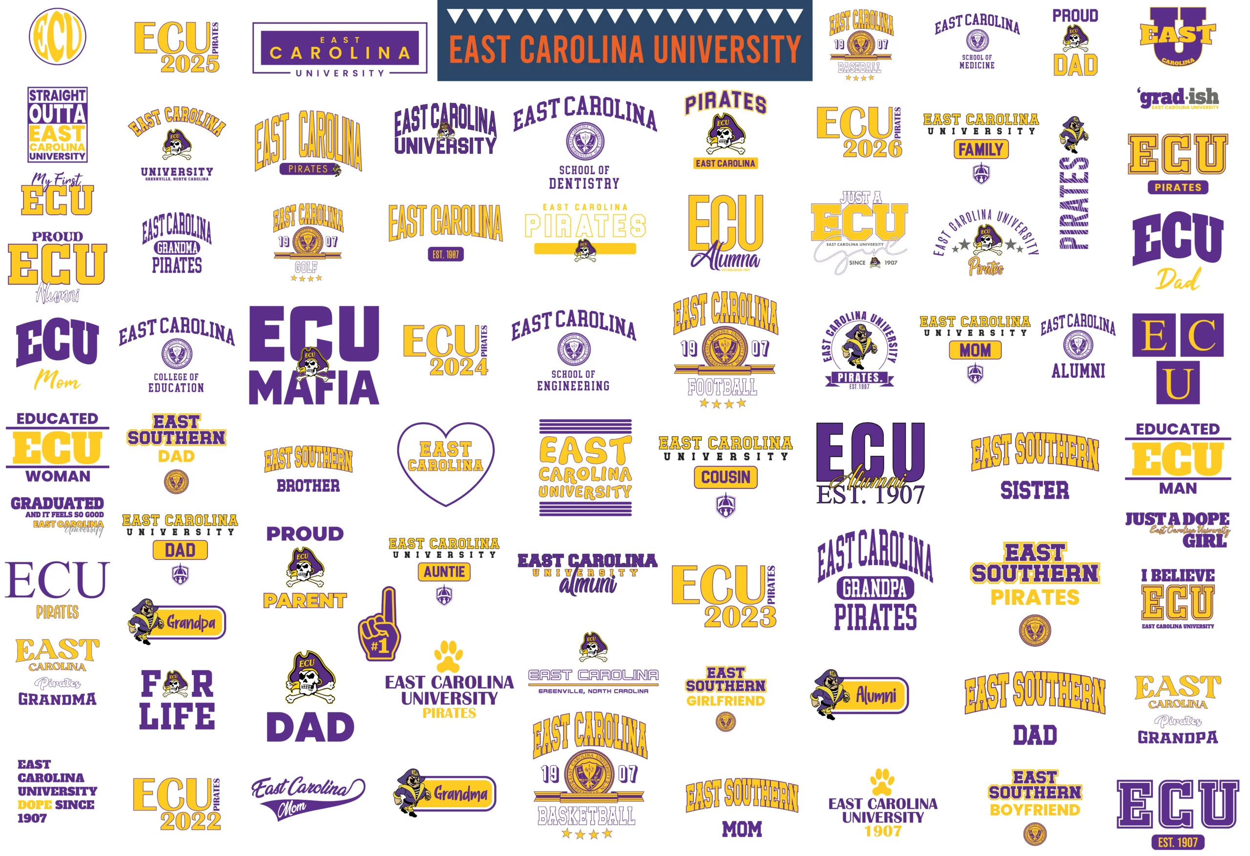 East Carolina University digital svg bundle | ECU Pirates png print files | ECU 1907 svg