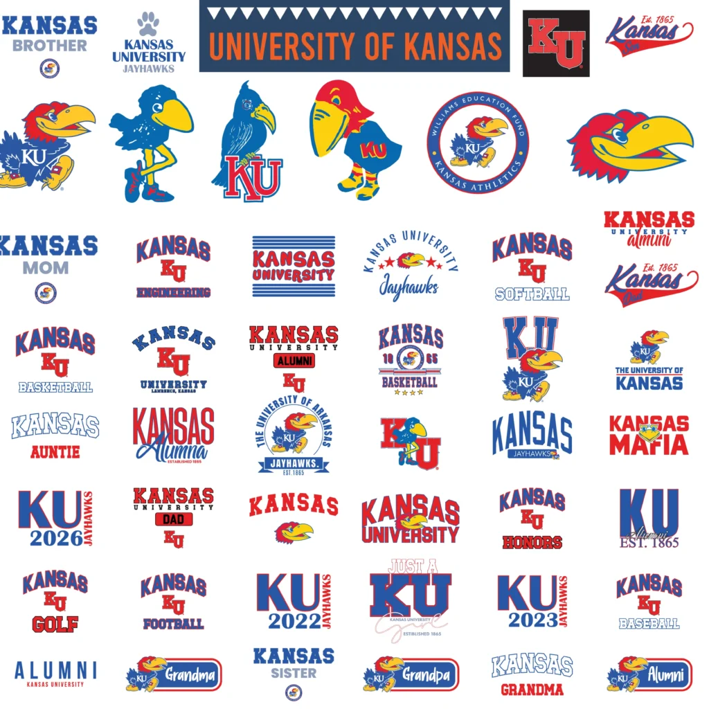 University of Kansas Digital svg bundle | Kansas Jayhawks png print files | KU 1865 svgs