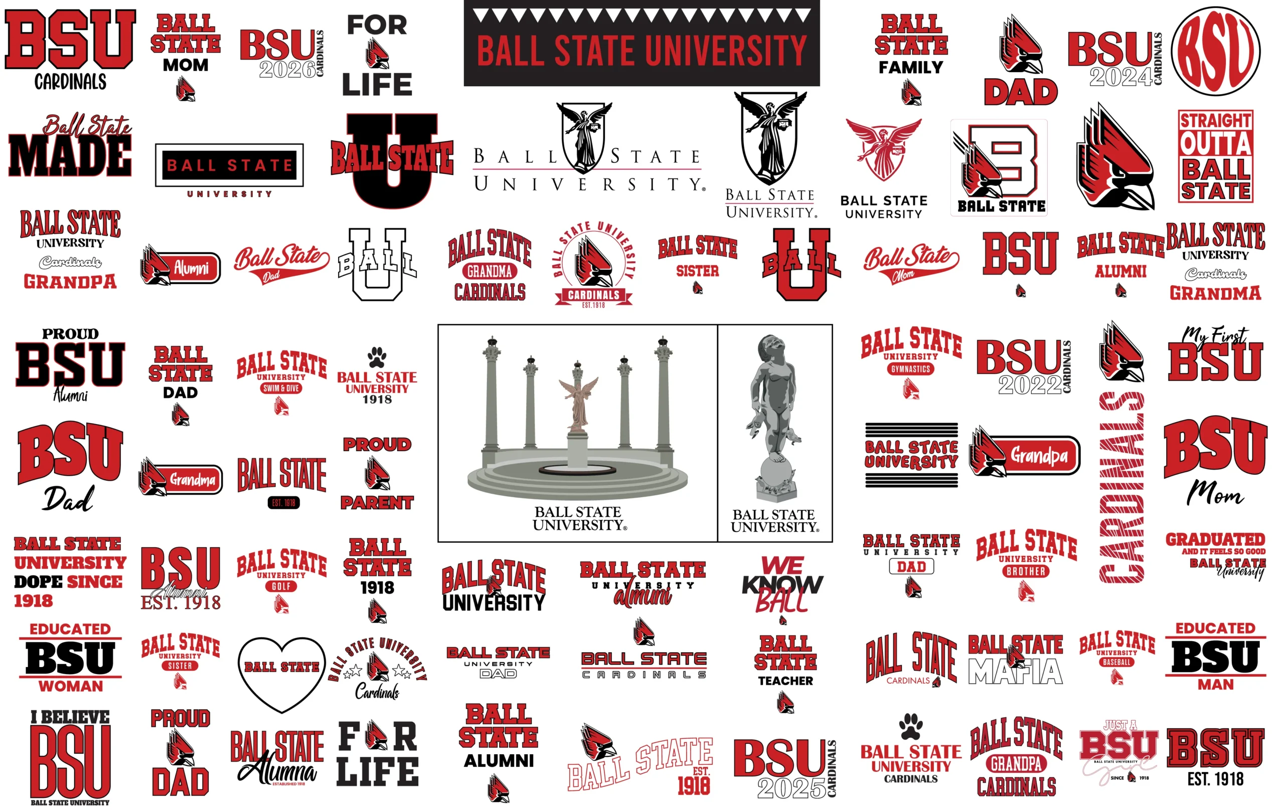 Ball State University Digital Svg bundle | BSU Cardinals png print files