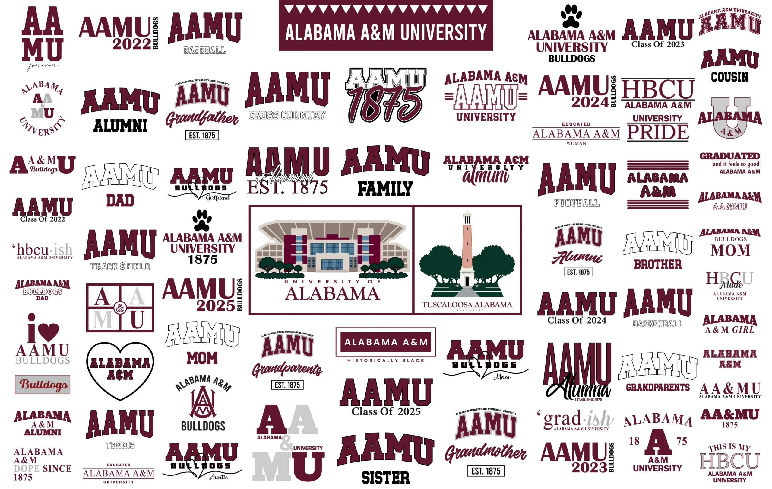 Alabama A&M University digital Svg bundle | AAMU Bulldogs png print design bundle