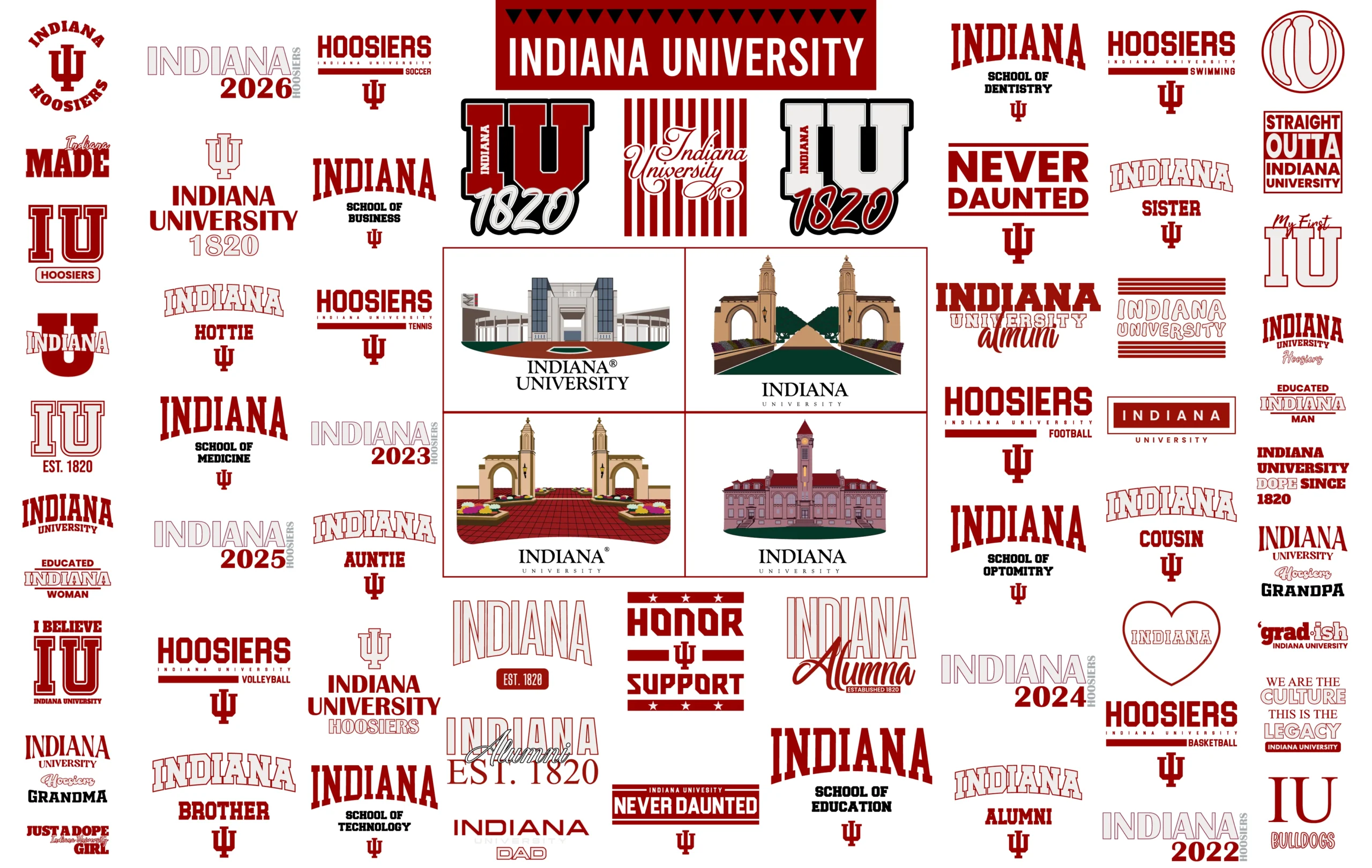 Indiana University Digital Svg bundle | IU Hoosiers png print design bundle