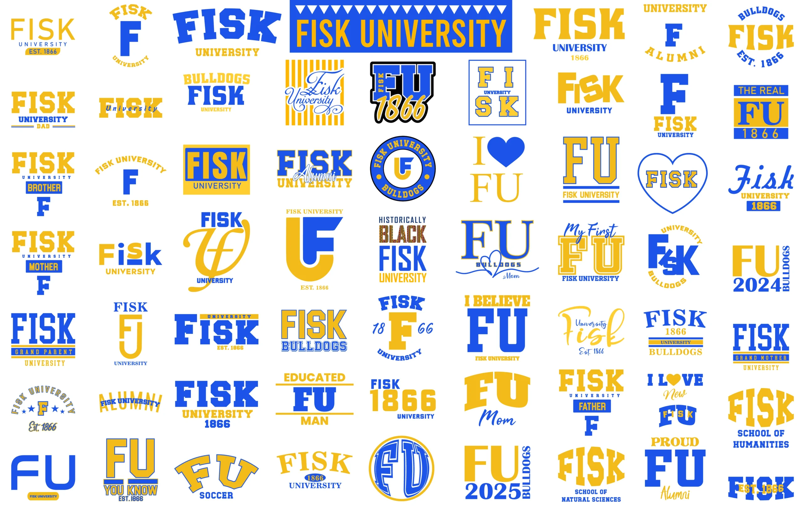 Fisk University digital svg bundle | Fisk Bulldogs png print files
