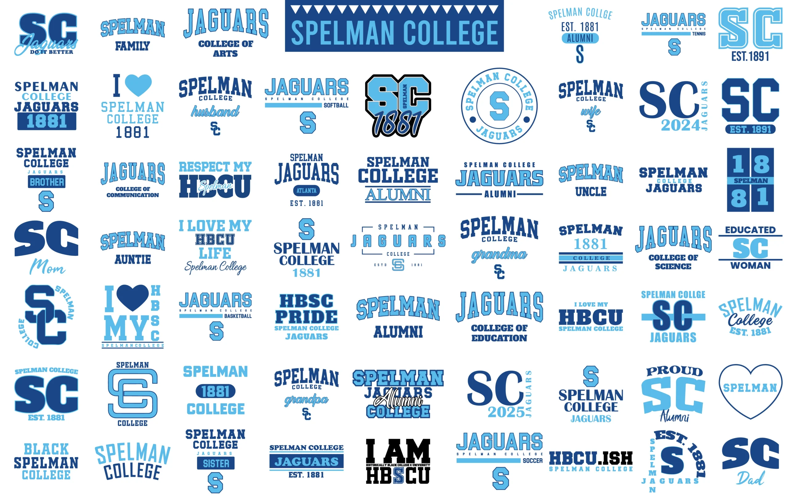 Spelman College Digital svg bundle designs | Spelman Jaguars png print files