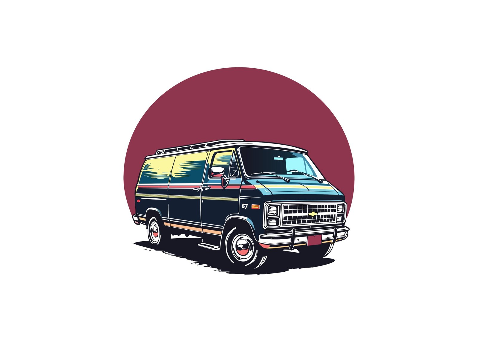 Van with Circle T-shirt svg design | Die verk digital png design