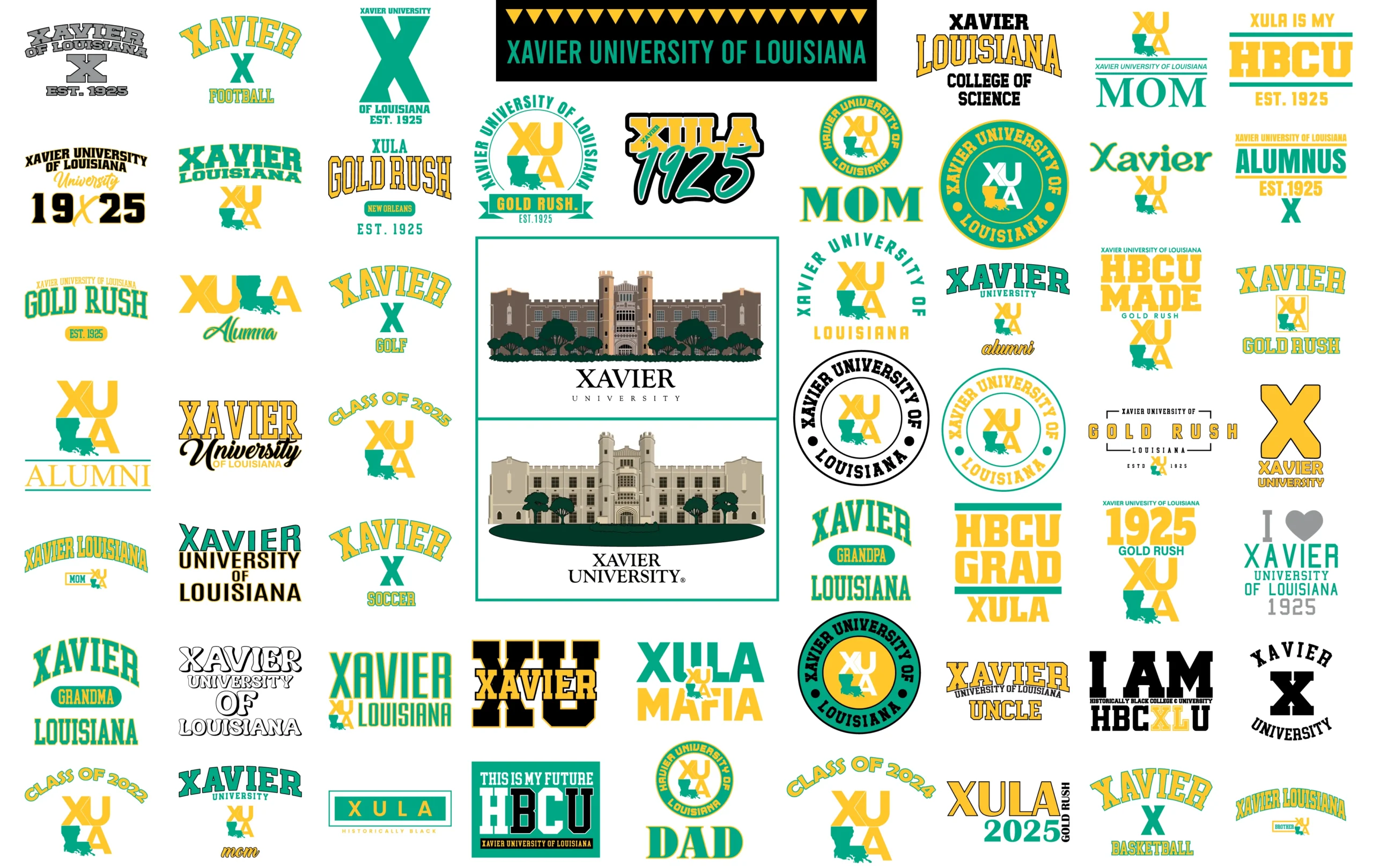 Xavier University of Louisiana digital svg bundle | Xula Gold Rush png print files