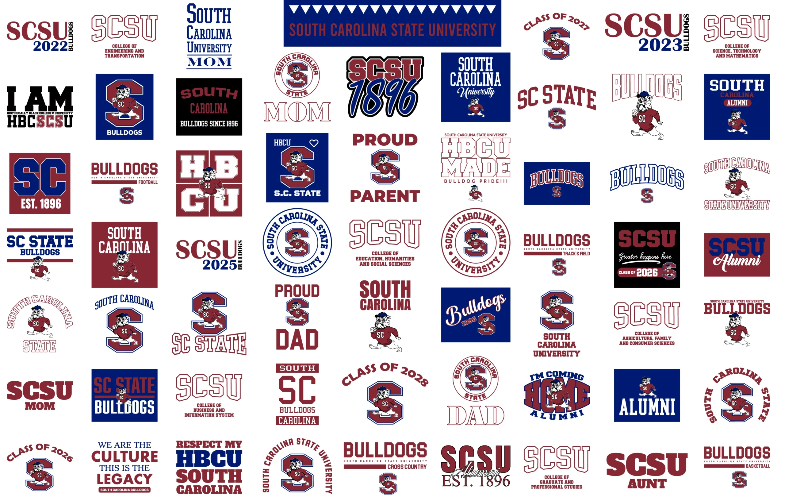 South Carolina Carolina University digital svg designs | SCCU Bulldogs png print files