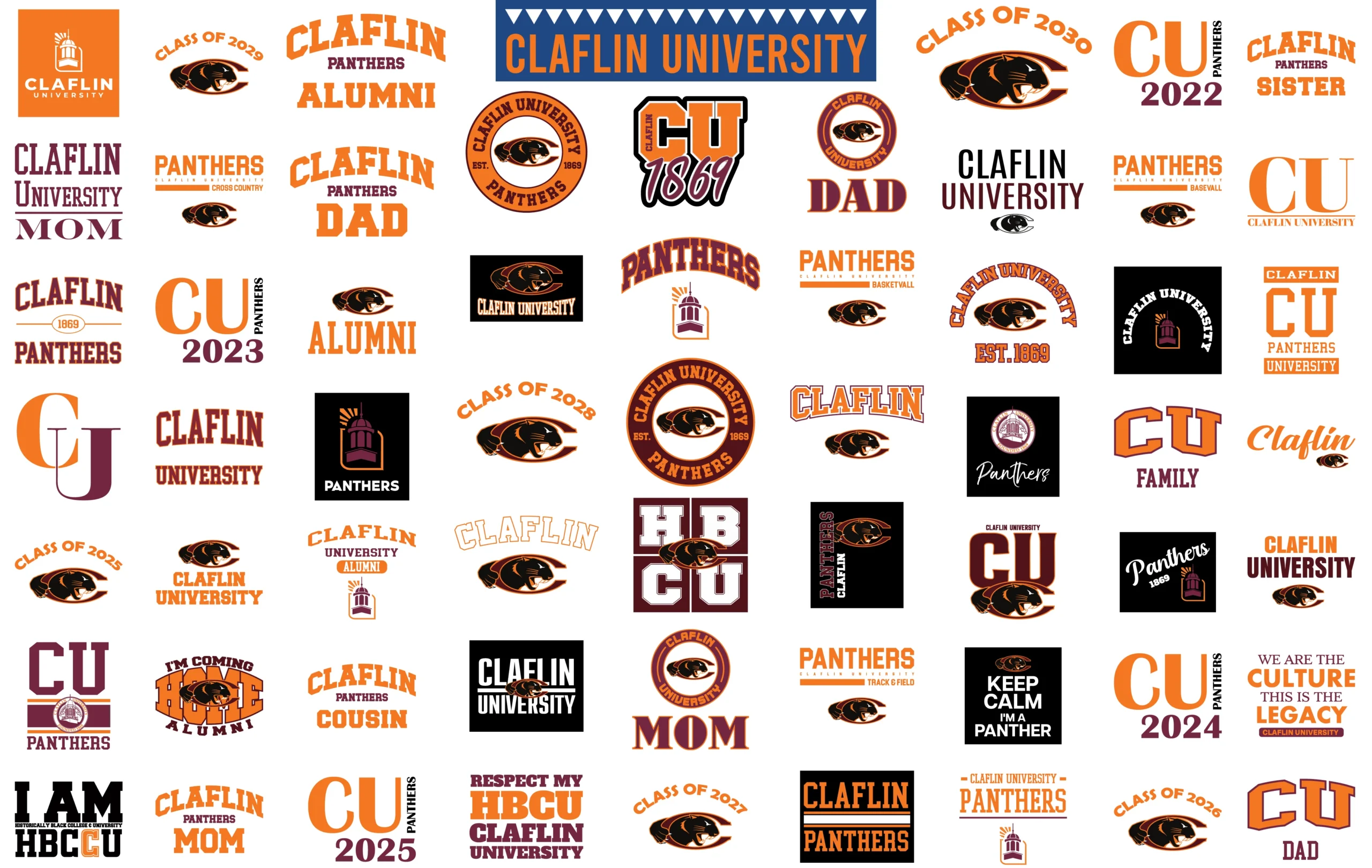 Claflin University Digital svg bundle | Claflin Panthers png print files