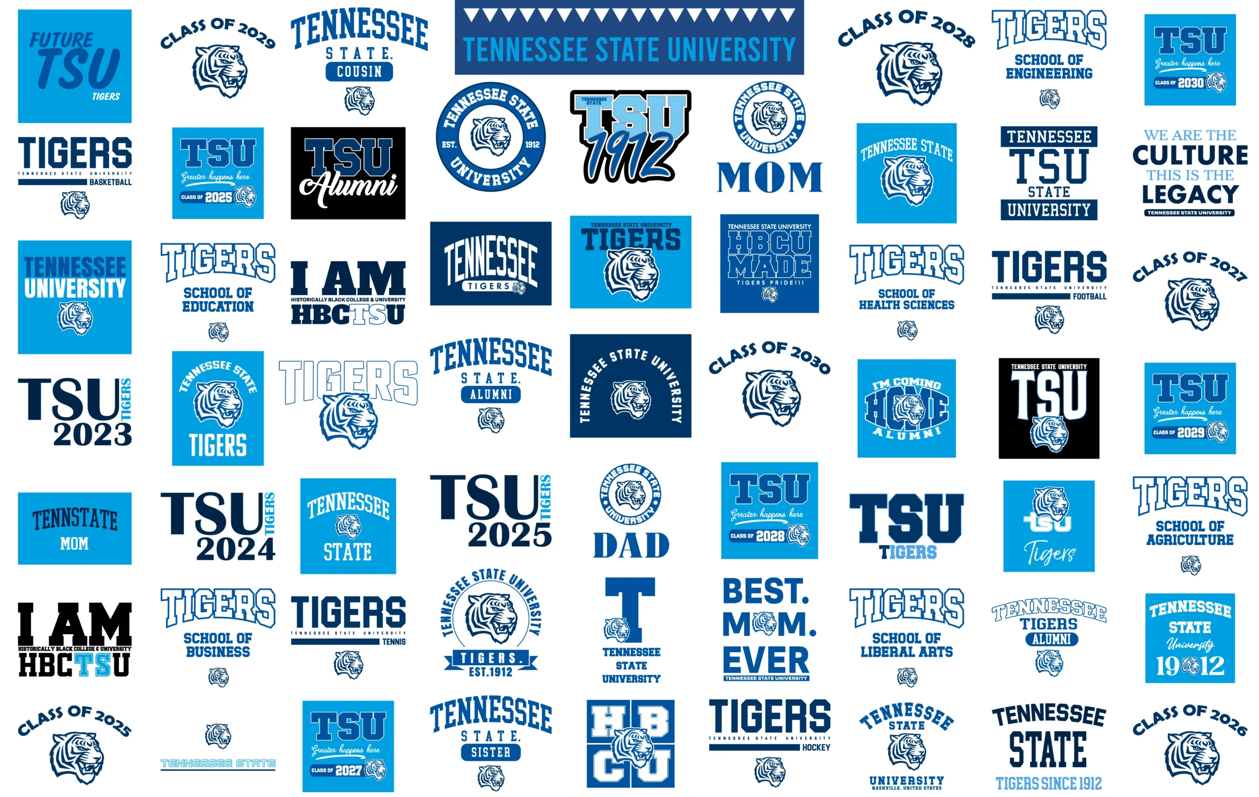 Tennessee State University digital svg bundle | TSU Tigers png print files