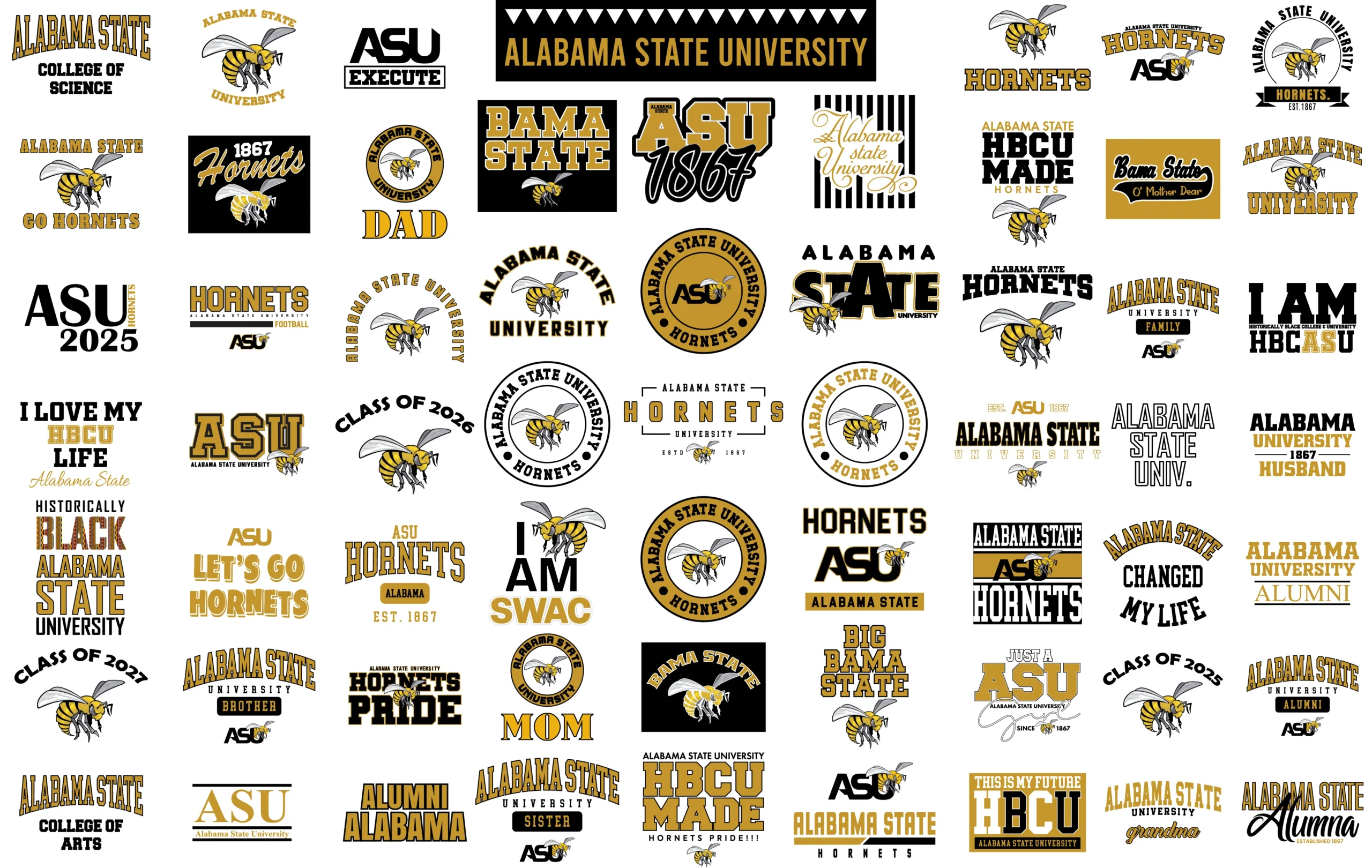 Alabama State University Digital Svg design | ASU Hornets png print files